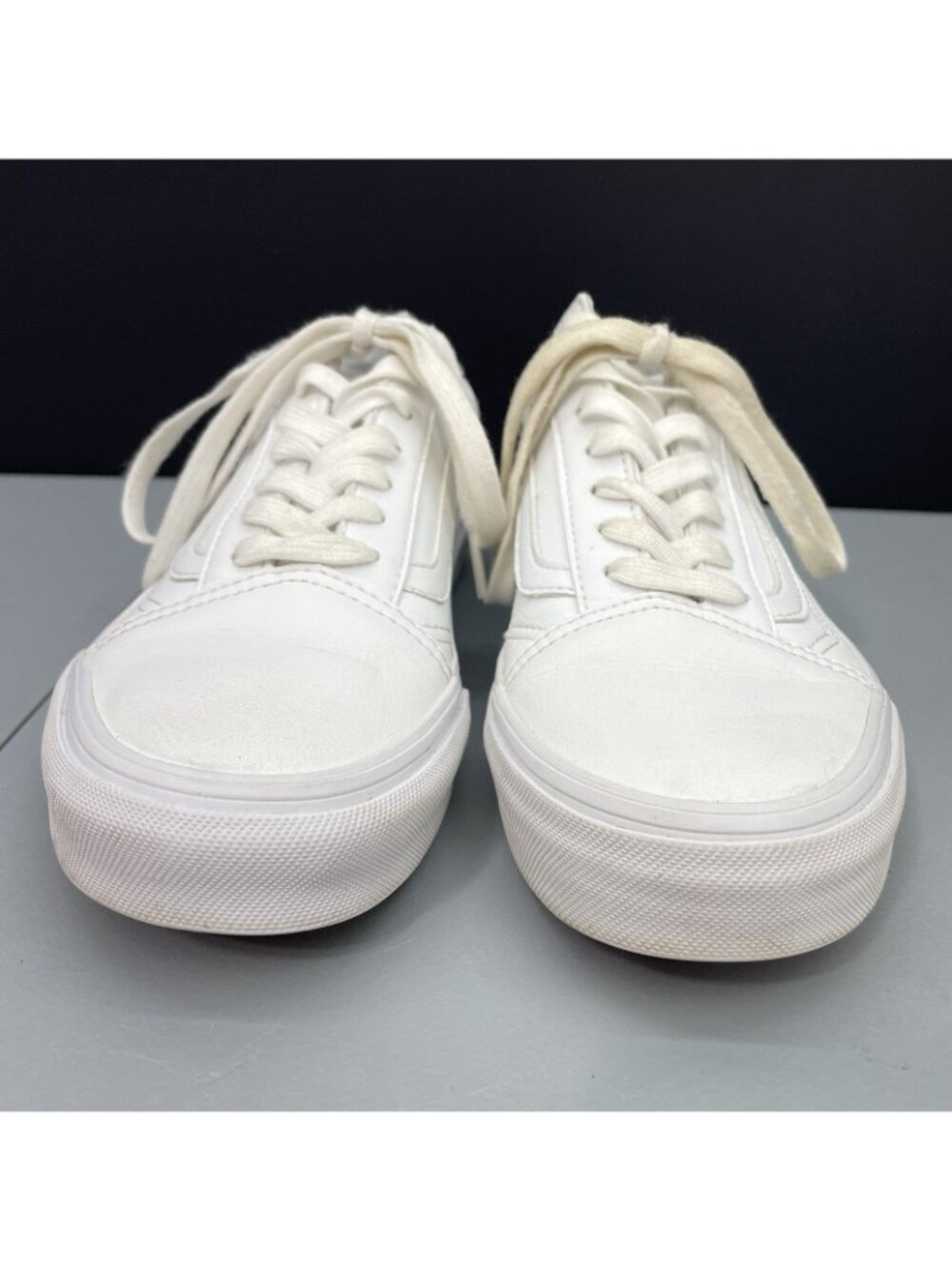 Vans Old Skool Sneakers Shoes Athletic Leather White Womens 7 - Picture 3 of 13